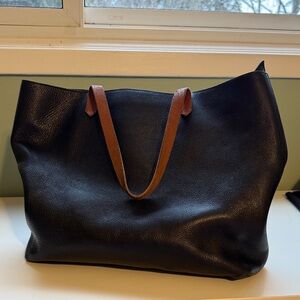 Madewell Black Tote with Brown Handles